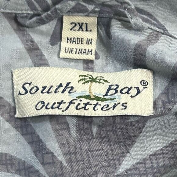 South Bay Outfitters Hawaiian Button-up Shirt Men's 2XL Gray Pineapple Print - Picture 13 of 14